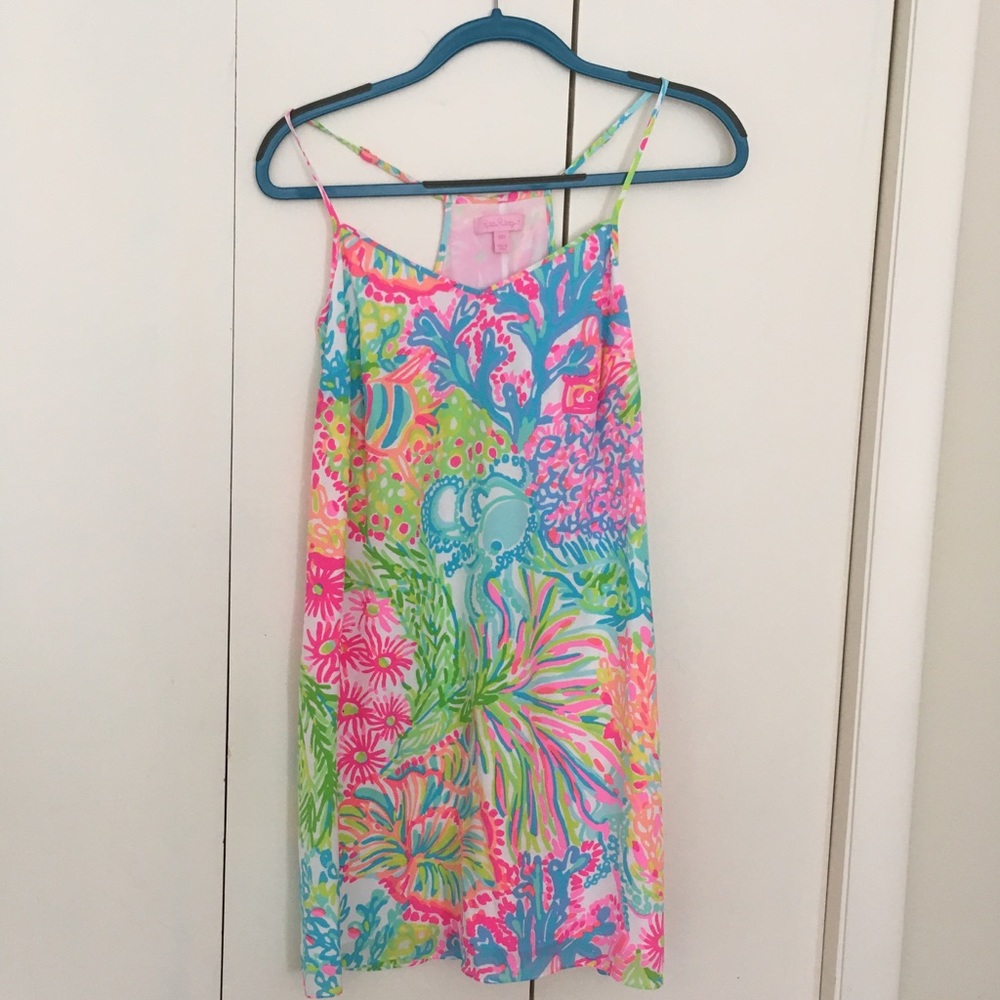 Silk Dusk Dress in Multi Lovers Coral